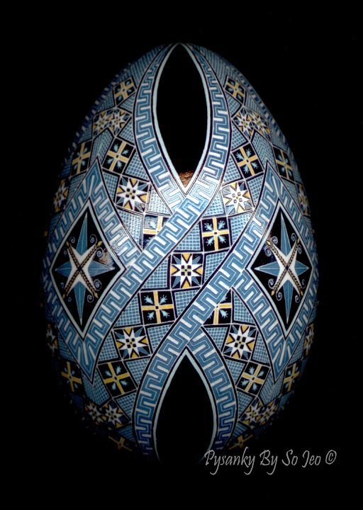 Blue Geometric Ukrainian Easter Egg Pysanky By So Jeo